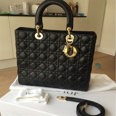 black dior lady bag|large black lady dior bag.